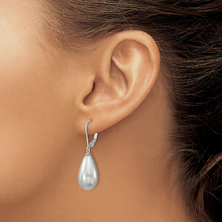 Majestik Shell Pearls Earrings Majestik Teardrop Grey Pearl Earrings