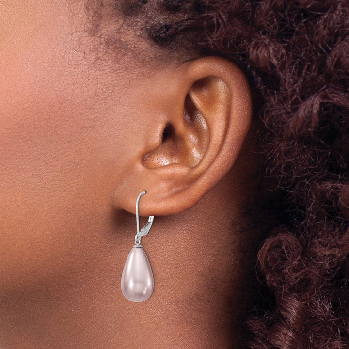 Majestik Shell Pearls Earrings Majestik Teardrop Purple Pearl Earrings