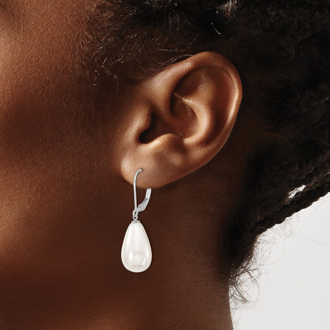 Majestik Shell Pearls Earrings Majestik Teardrop White Pearl Earrings