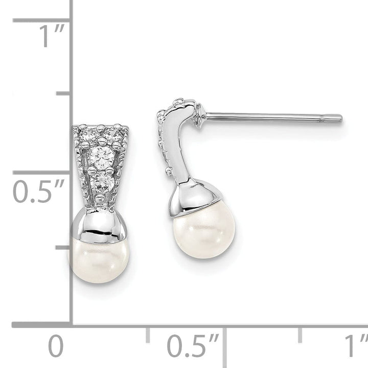 Kelly Waters Earrings Rhodium Plated Glass Pearl Cubic Zirconia Earrings