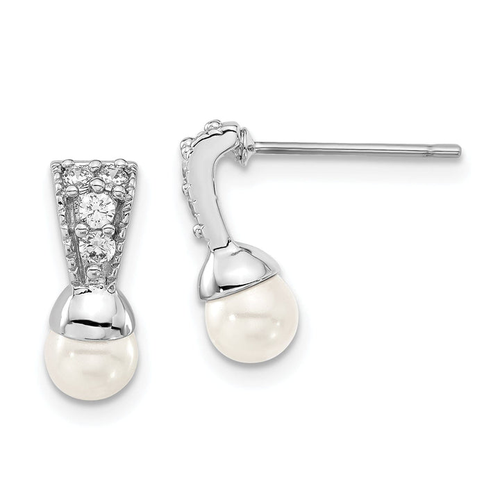 Kelly Waters Earrings Rhodium Plated Glass Pearl Cubic Zirconia Earrings