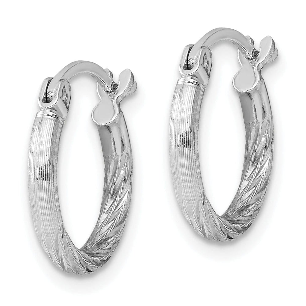 Lovely Rita's Earrings Silver 2MM Satin Diamond Cut Hoop Earrings