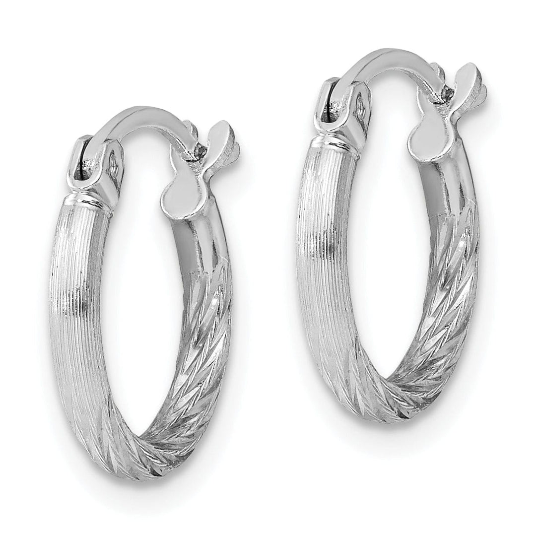 Lovely Rita's Earrings Silver 2MM Satin Diamond Cut Hoop Earrings