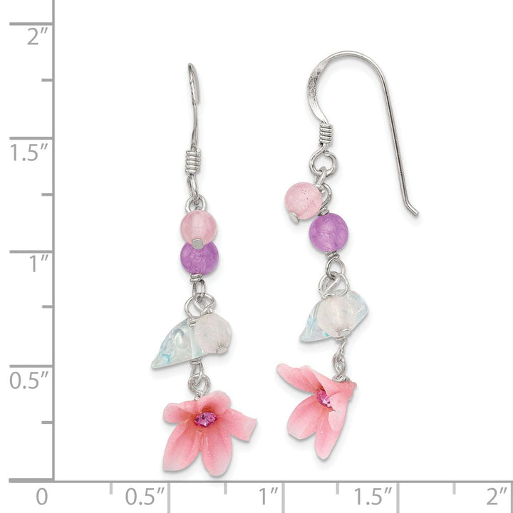 Lovely Rita's Earrings Silver Amethyst Agate Blue Topaz Flower Earring
