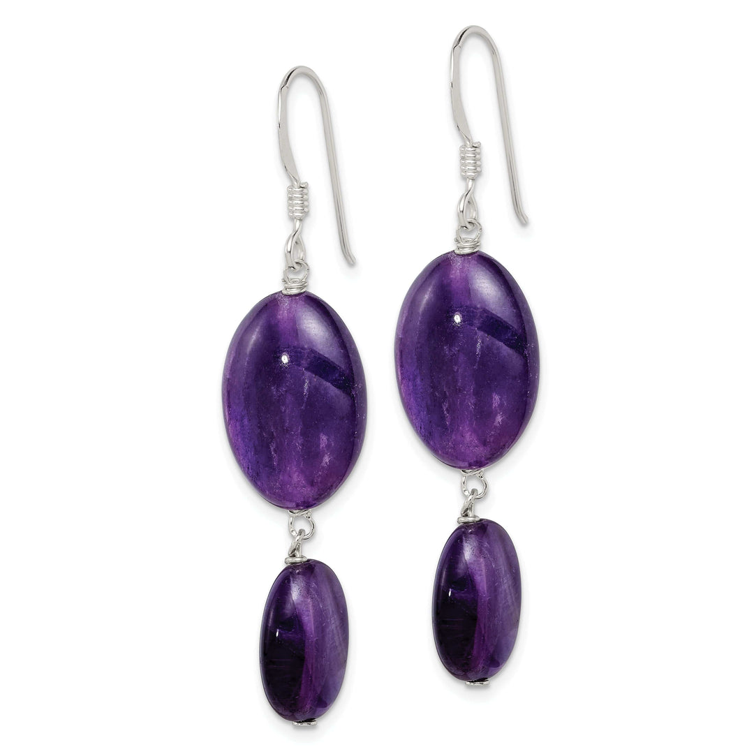 Lovely Rita's Earrings Silver Amethyst Dark Purple Jade Dangle Earring