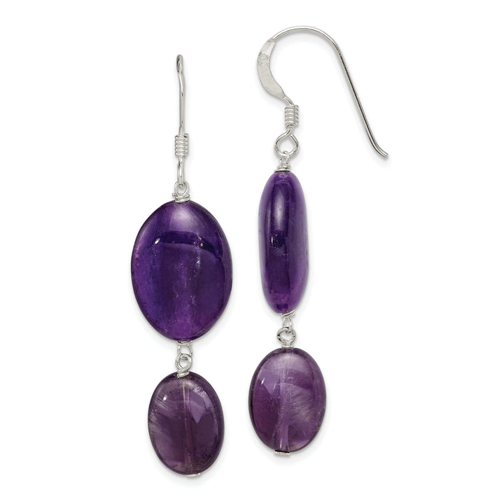 Lovely Rita's Earrings Silver Amethyst Dark Purple Jade Dangle Earring