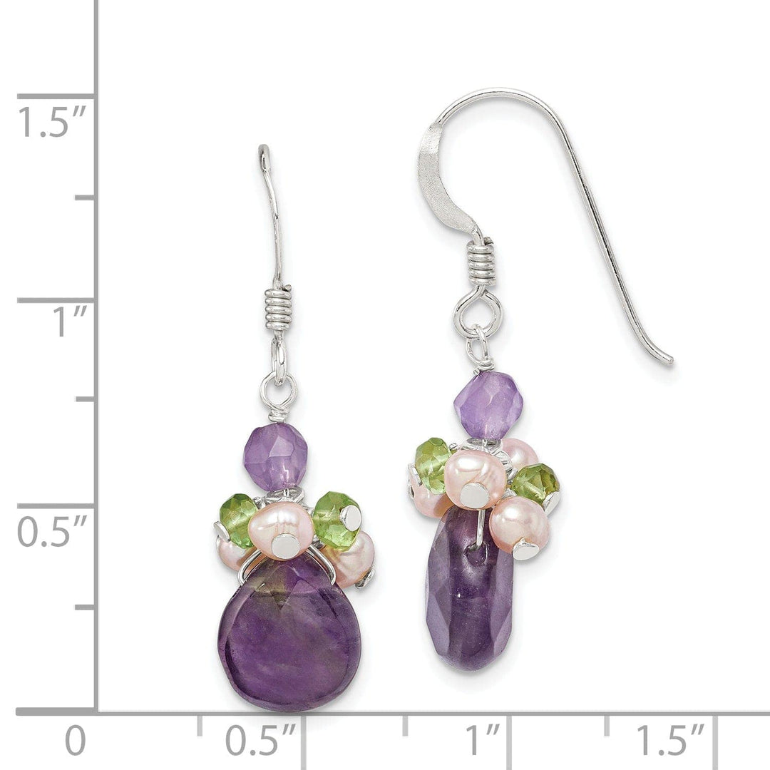 Lovely Rita's Earrings Silver Amethyst Peridot Pearl Dangle Earrings