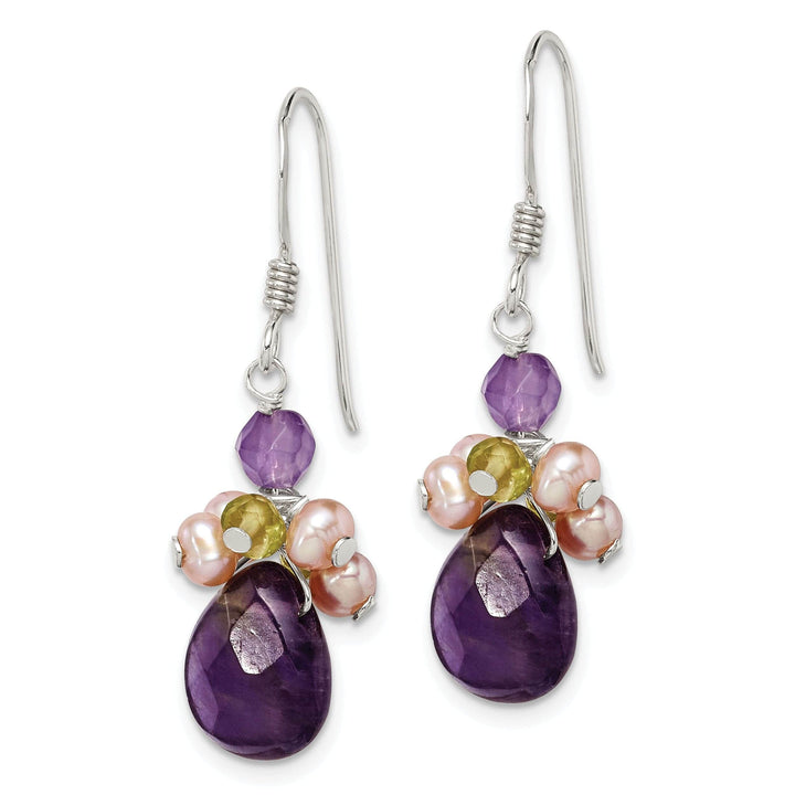 Lovely Rita's Earrings Silver Amethyst Peridot Pearl Dangle Earrings