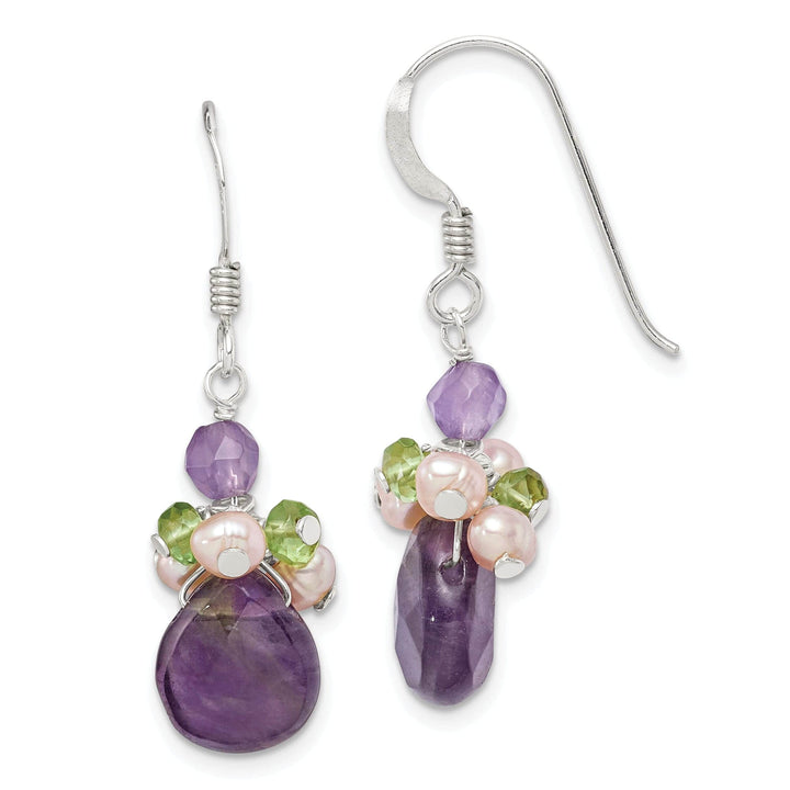 Lovely Rita's Earrings Silver Amethyst Peridot Pearl Dangle Earrings