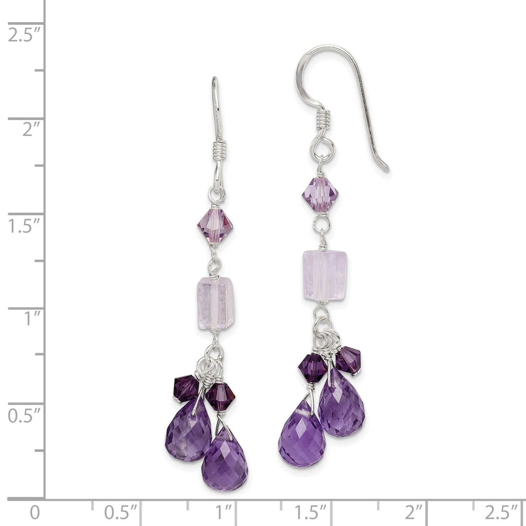 Lovely Rita's Earrings Silver Amethyst Quartz Crystal Dangle Earrings