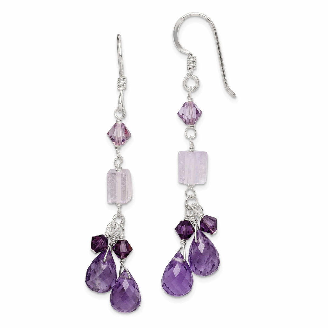 Lovely Rita's Earrings Silver Amethyst Quartz Crystal Dangle Earrings