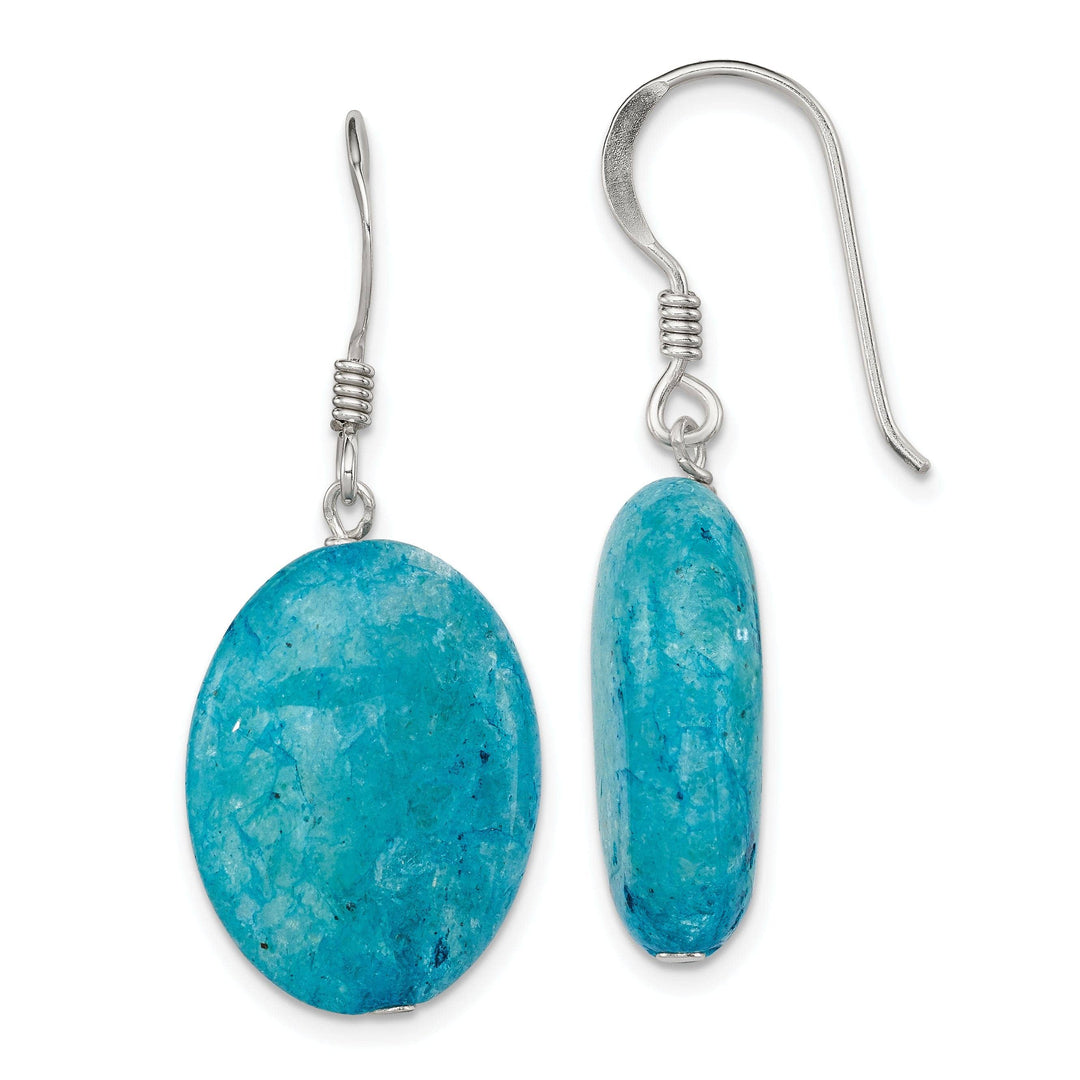 Lovely Rita's Earrings Silver Aventurine Teal Dangle Hook Earrings
