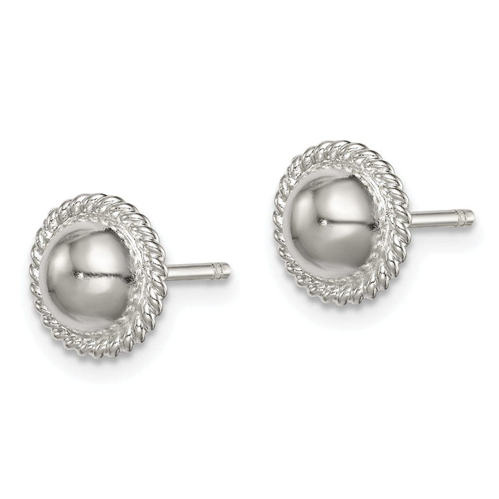 Lovely Rita's Earrings Silver Ball With Outer Rope Post Earrings