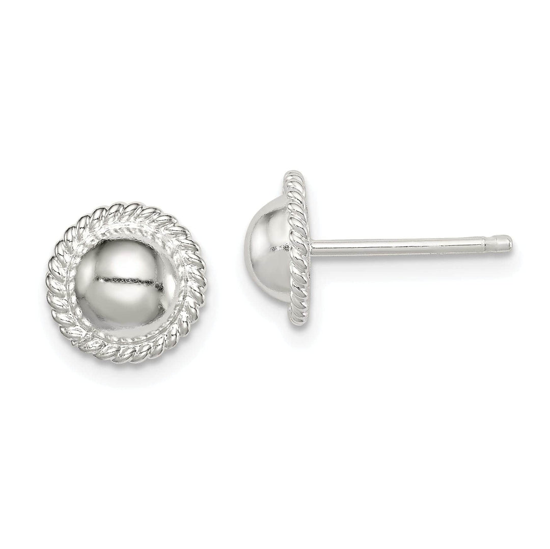 Lovely Rita's Earrings Silver Ball With Outer Rope Post Earrings