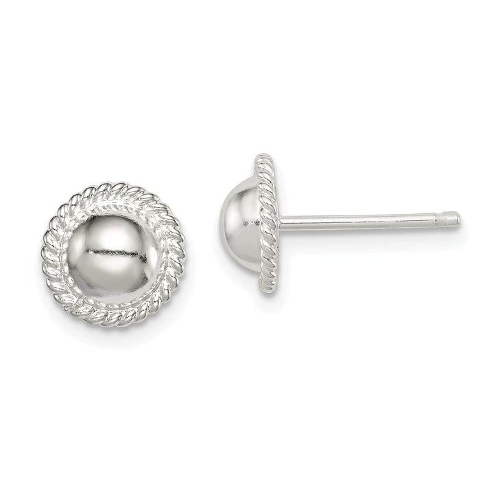Lovely Rita's Earrings Silver Ball With Outer Rope Post Earrings