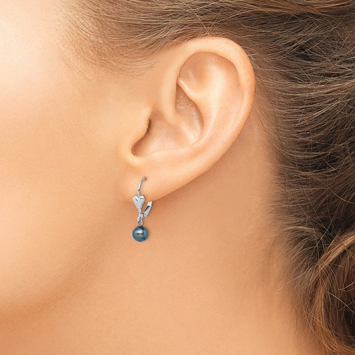 Lovely Rita's Earrings Silver Black Pearl Dangle Leverback Earrings