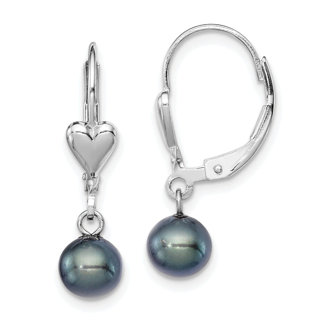 Lovely Rita's Earrings Silver Black Pearl Dangle Leverback Earrings