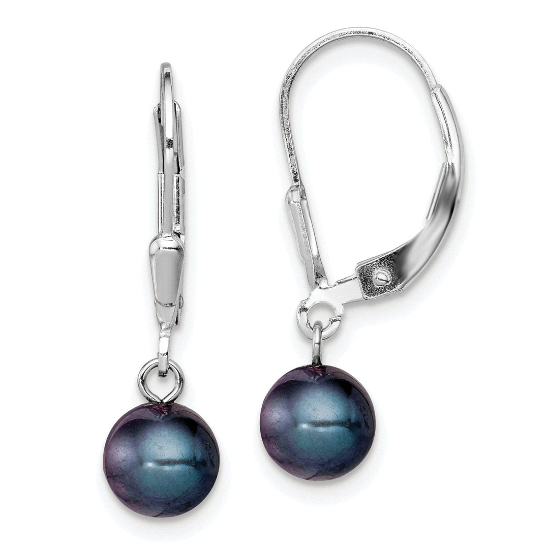 Lovely Rita's Earrings Silver Black Pearl Dangle Leverback Earrings
