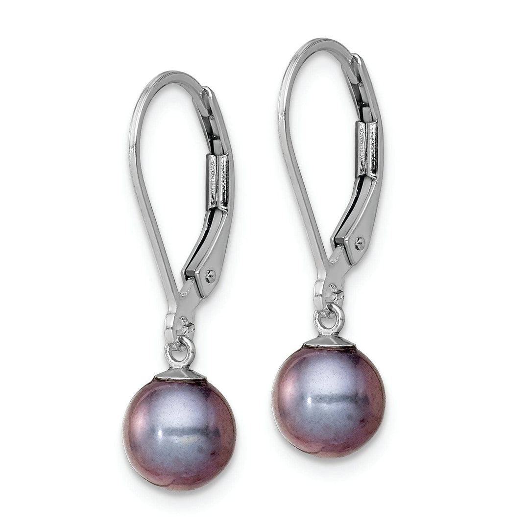 Lovely Rita's Earrings Silver Black Pearl Dangle Leverback Earrings