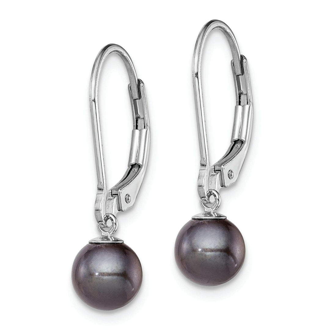 Lovely Rita's Earrings Silver Black Pearl Leverback Dangle Earrings