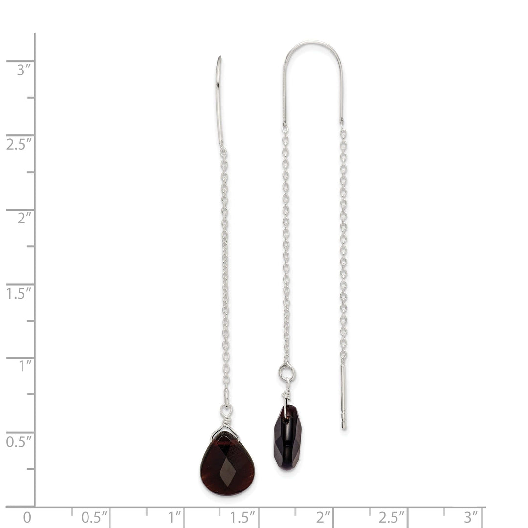 Lovely Rita's Earrings Silver Black Quartz Dangle Threader Earrings