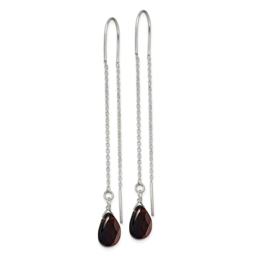 Lovely Rita's Earrings Silver Black Quartz Dangle Threader Earrings