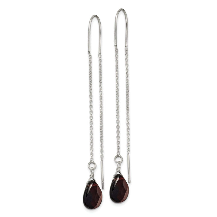 Lovely Rita's Earrings Silver Black Quartz Dangle Threader Earrings
