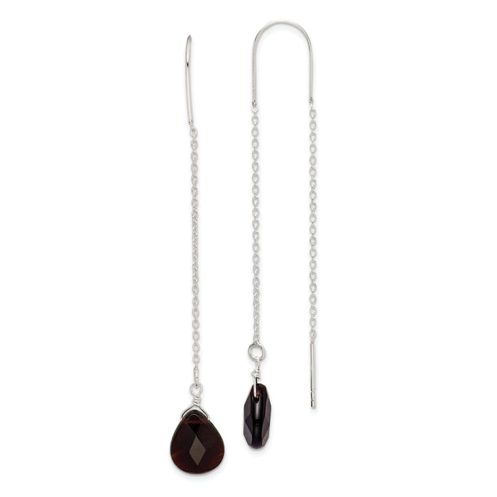 Lovely Rita's Earrings Silver Black Quartz Dangle Threader Earrings