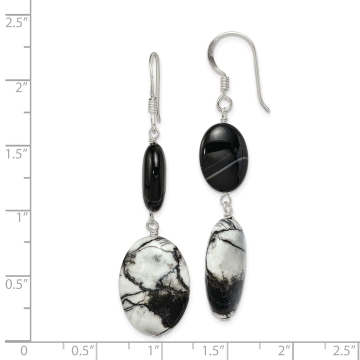 Lovely Rita's Earrings Silver Black Sardonyx Jasper Dangle Earrings