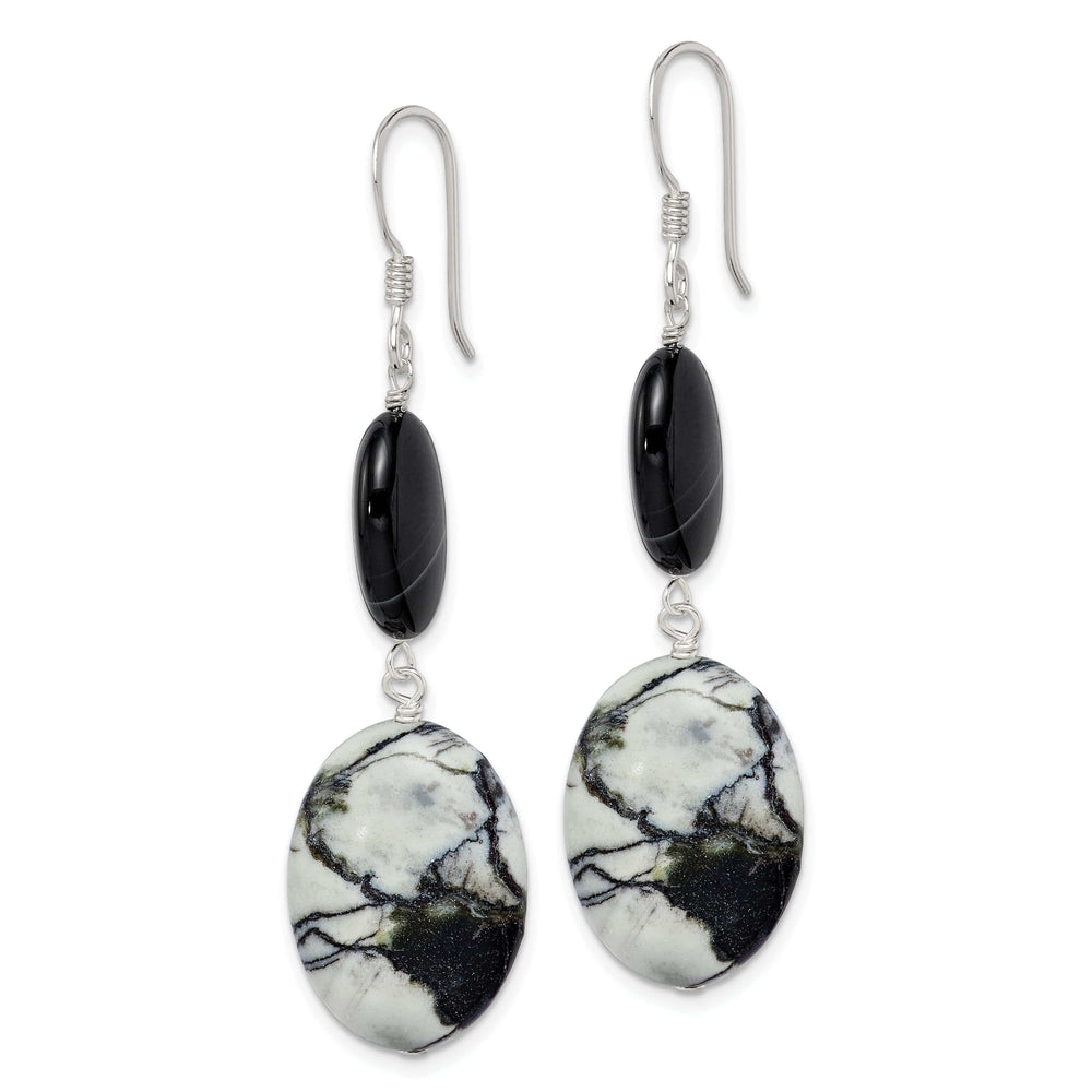 Lovely Rita's Earrings Silver Black Sardonyx Jasper Dangle Earrings