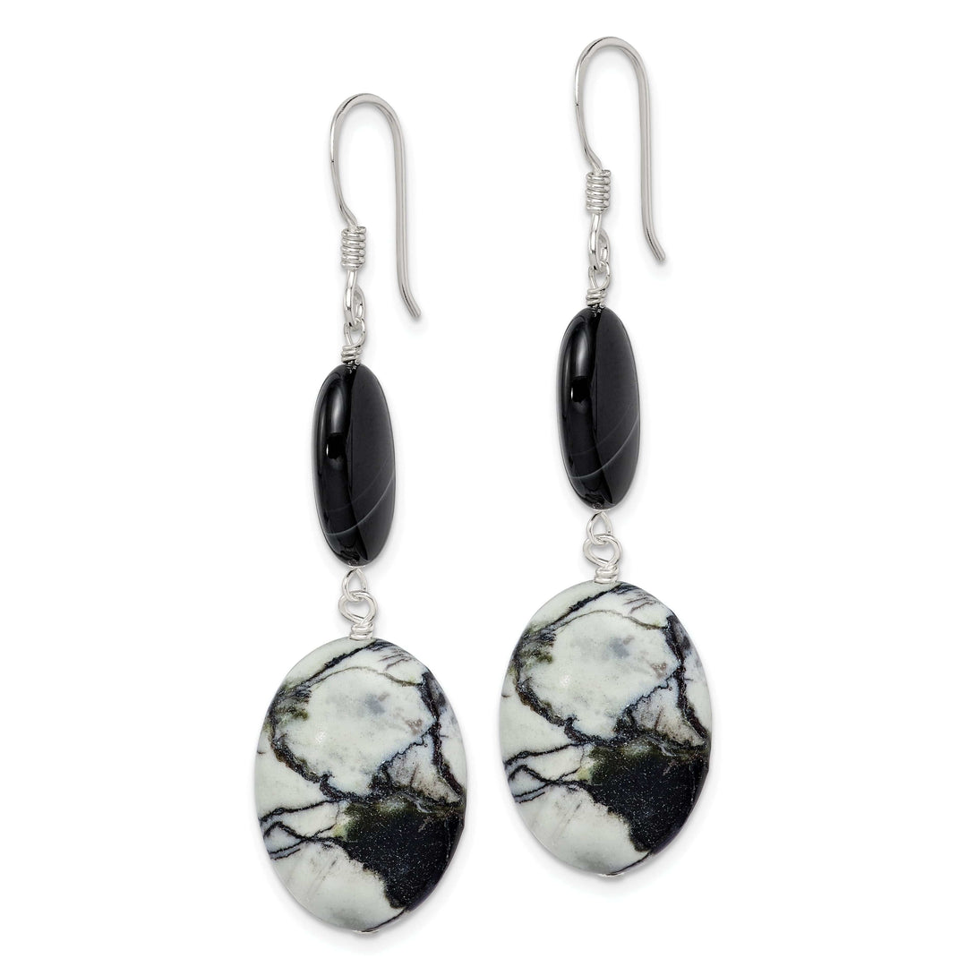 Lovely Rita's Earrings Silver Black Sardonyx Jasper Dangle Earrings