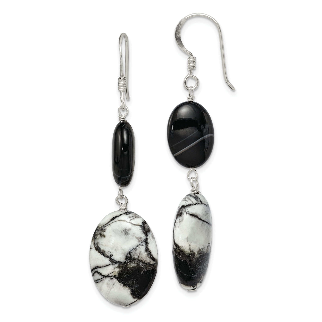 Lovely Rita's Earrings Silver Black Sardonyx Jasper Dangle Earrings