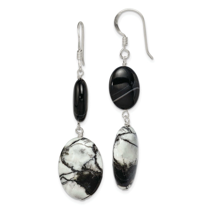Lovely Rita's Earrings Silver Black Sardonyx Jasper Dangle Earrings