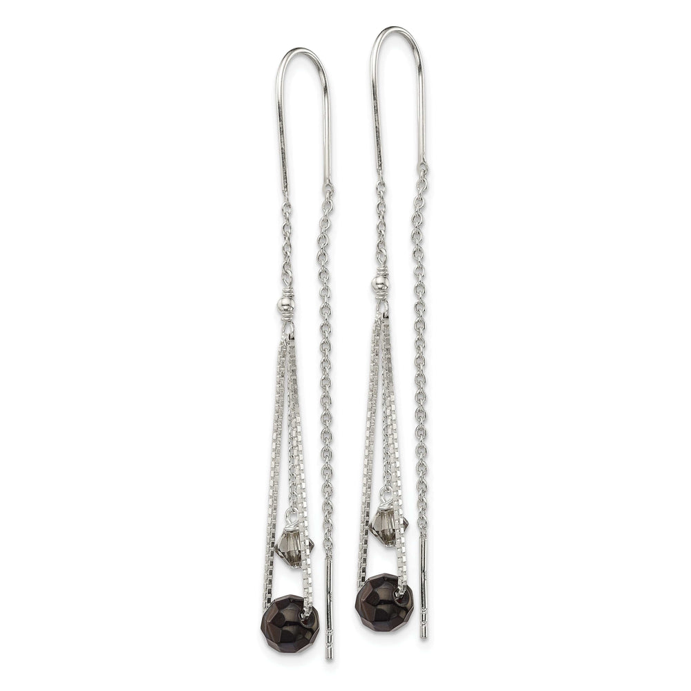 Lovely Rita's Earrings Silver Black Turmarine Crystal Threader Earring