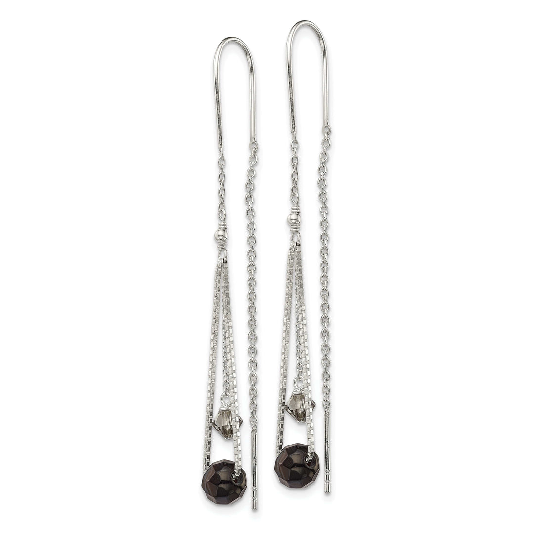 Lovely Rita's Earrings Silver Black Turmarine Crystal Threader Earring