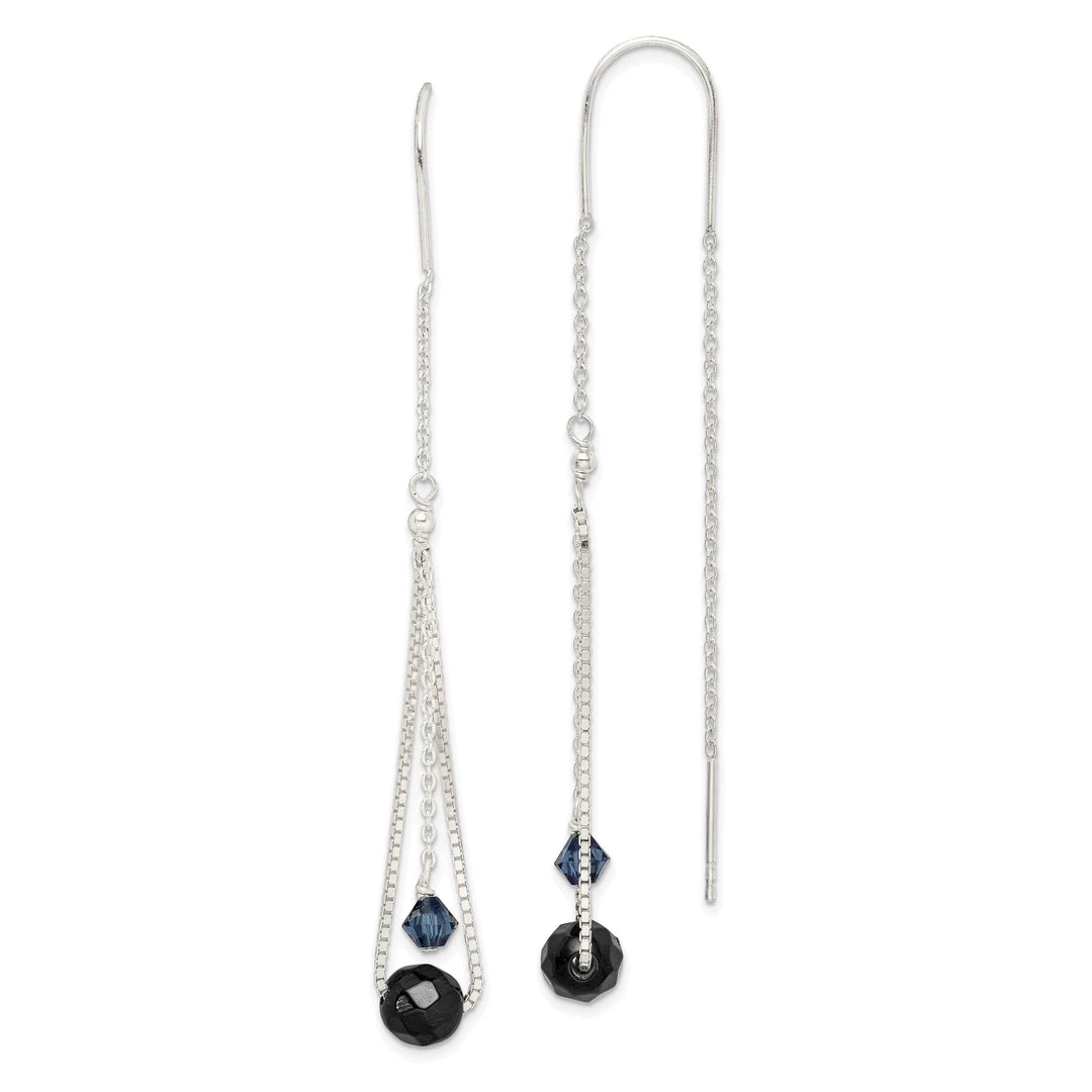 Lovely Rita's Earrings Silver Black Turmarine Crystal Threader Earring