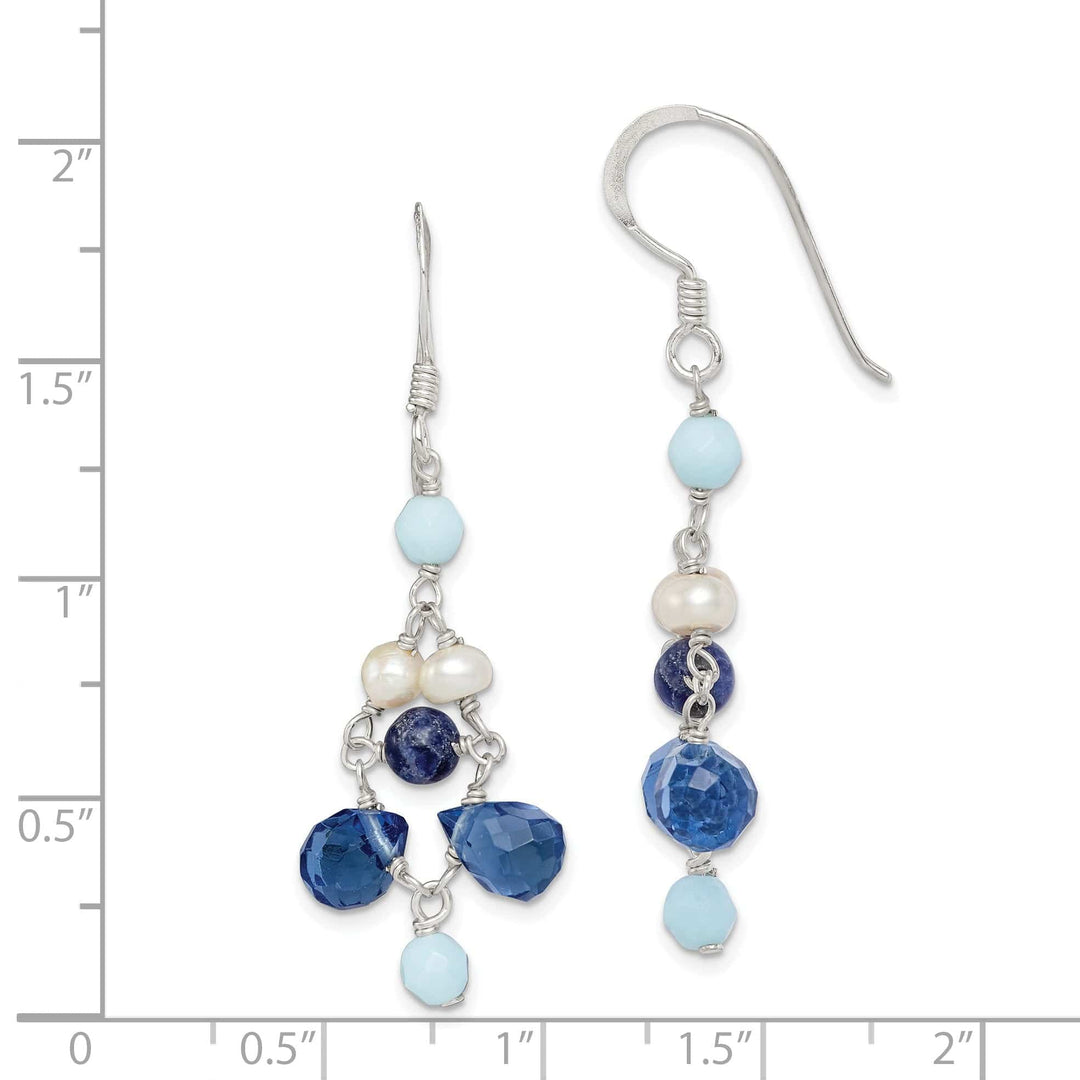 Lovely Rita's Earrings Silver Blue Crystal Lapis Pearl Dangle Earrings