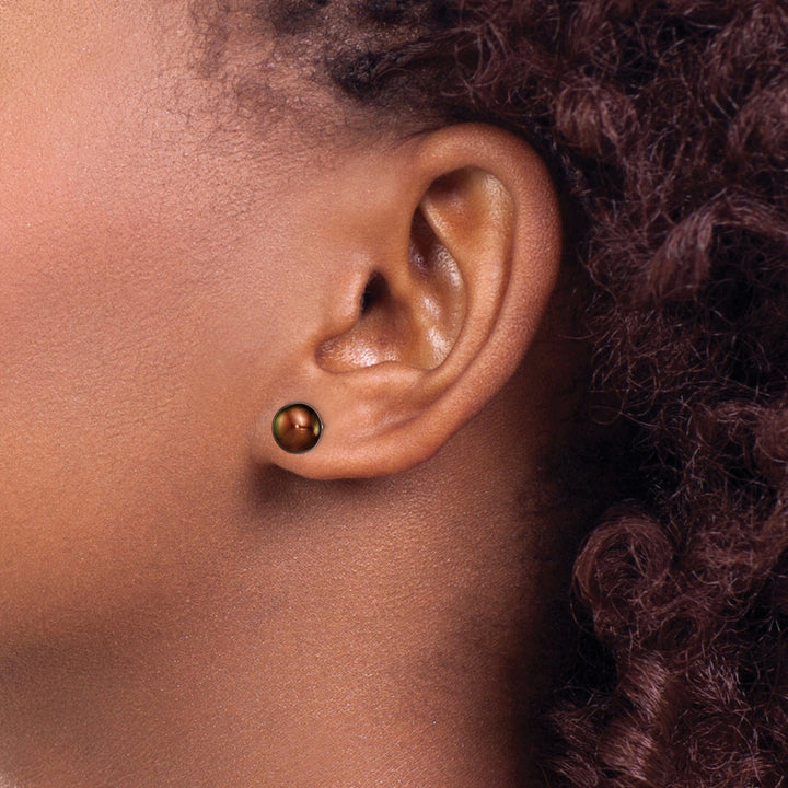 Lovely Rita's Earrings Silver Brown Fresh Water Cultured Pearl Earring