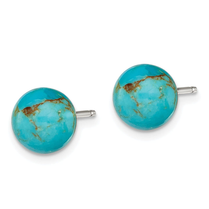 Lovely Rita's Earrings Silver Button Genuine Turquoise Post Earrings