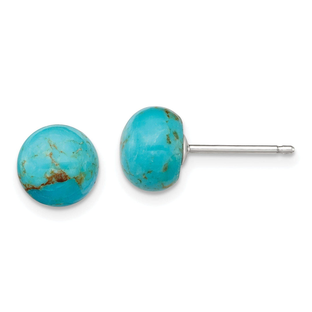 Lovely Rita's Earrings Silver Button Genuine Turquoise Post Earrings