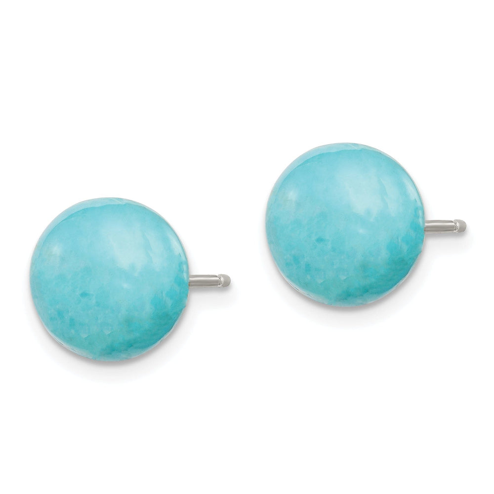 Lovely Rita's Earrings Silver Button Genuine Turquoise Post Earrings