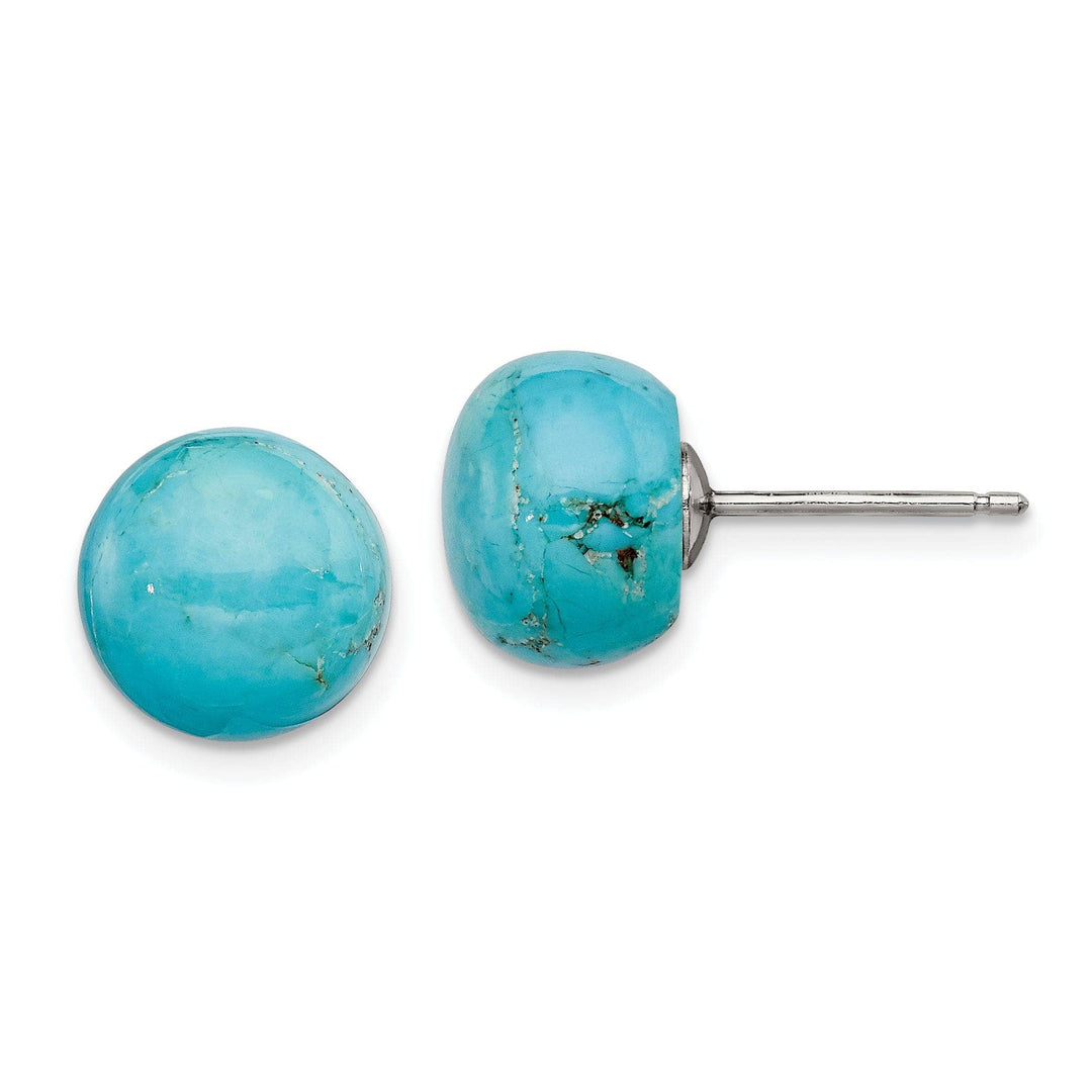 Lovely Rita's Earrings Silver Button Genuine Turquoise Post Earrings