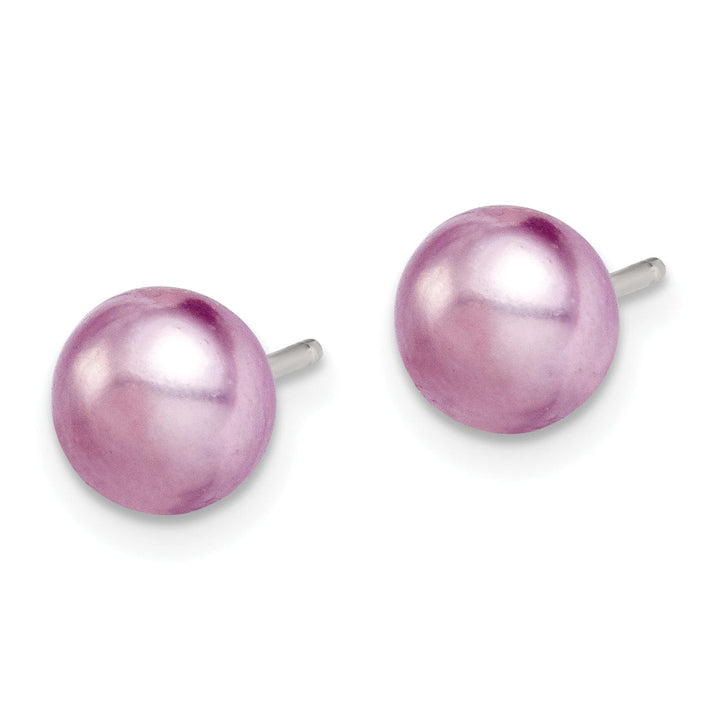 Lovely Rita's Earrings Silver Button Pearl Lavender Post Earrings