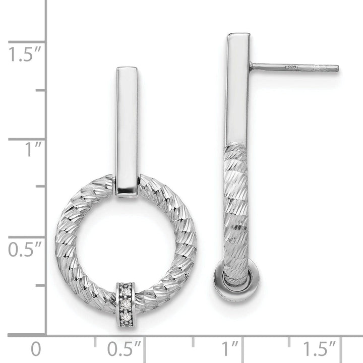 Lovely Rita's Earrings Silver C.Z Diamond Cut Dangle Post Earrings