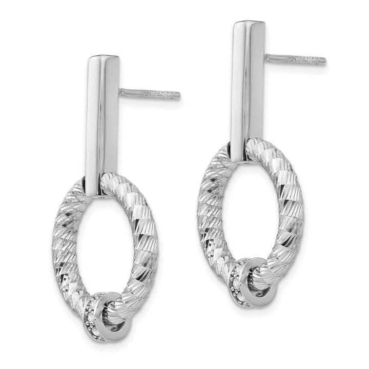 Lovely Rita's Earrings Silver C.Z Diamond Cut Dangle Post Earrings