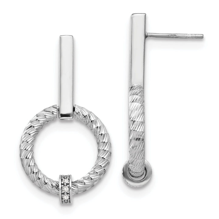 Lovely Rita's Earrings Silver C.Z Diamond Cut Dangle Post Earrings