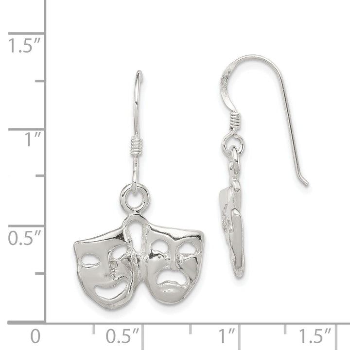 Lovely Rita's Earrings Silver Comedy/Tragedy Dangle Hook Earrings