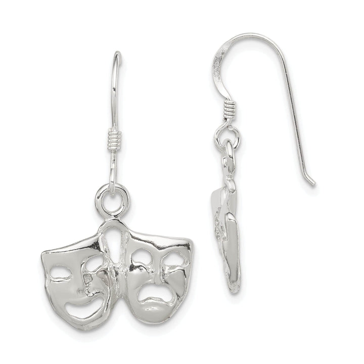 Lovely Rita's Earrings Silver Comedy/Tragedy Dangle Hook Earrings