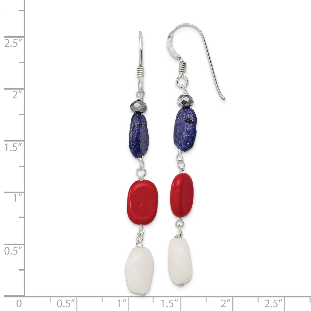 Lovely Rita's Earrings Silver Coral Crystal Jade Lapis Dangle Earrings