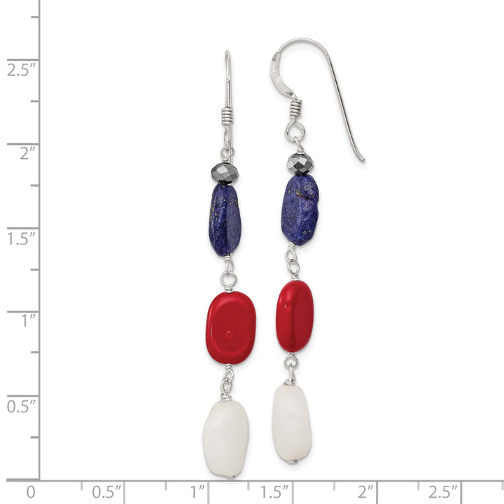 Lovely Rita's Earrings Silver Coral Crystal Jade Lapis Dangle Earrings